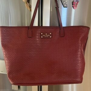 Kate Spade Red Textured Leather Tote